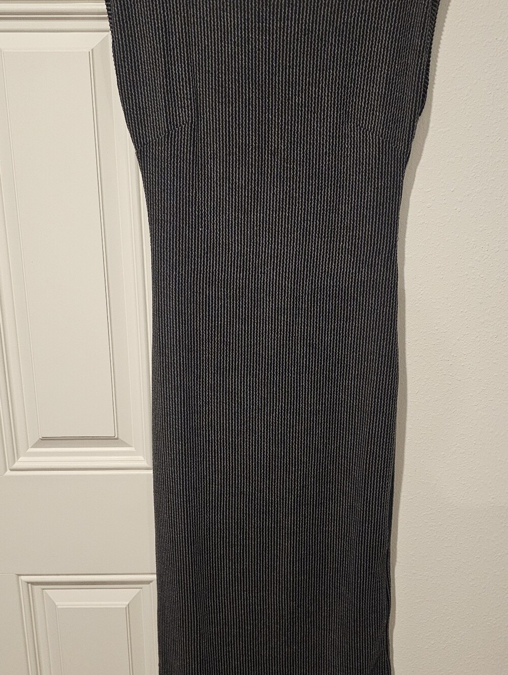 Ribbed Knit Maxi Skirt in Black and White